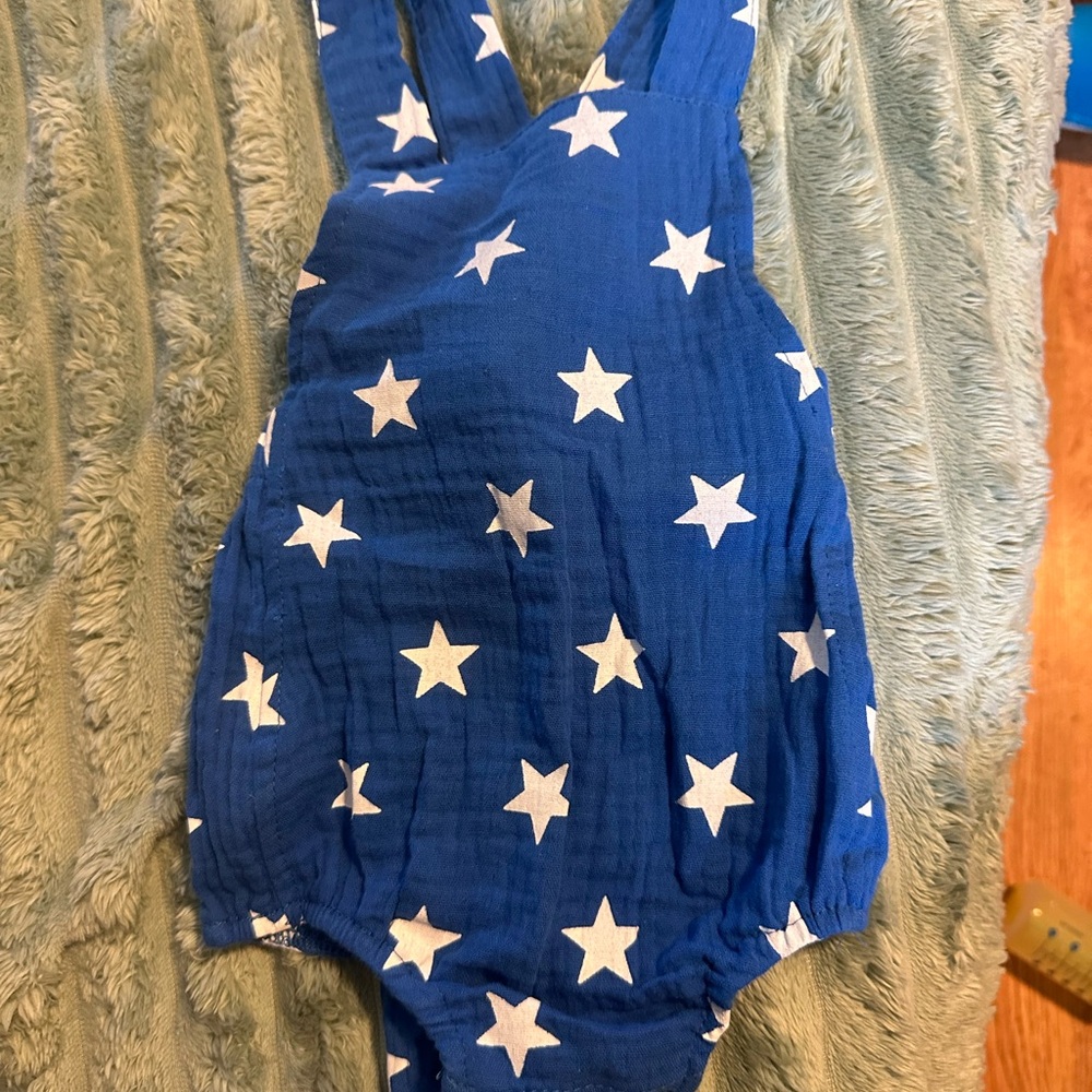 Blue Star-Patterned Baby Romper